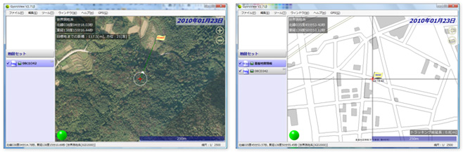 GPS接続の画面